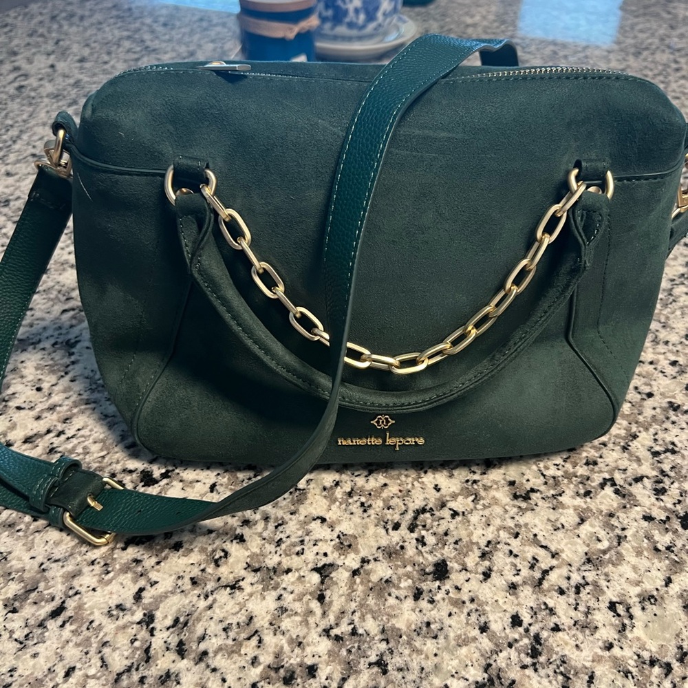 Nanette Lepore Forest Green Crossbody Bag with Gold Chain